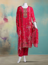 Printed With Embroidered Crepe Kurta With Pant & Dupatta